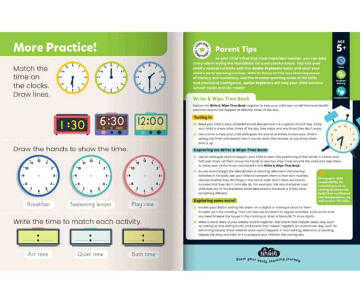 Junior Explorers - Write And Wipe: Time Book